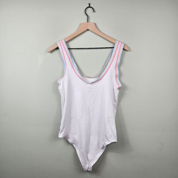 Torrid Foxy Scoop Neck Ribbed Ringer Bodysuit – White M/L - Picture 7 of 9